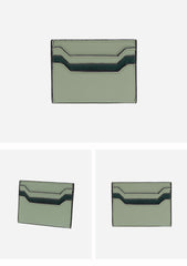 Cute Women Green Leather Card Holder Contrast Color Card Wallet Card Holder Credit Card Holder For Women