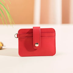 Cute Women Black Leather Card Holder Slim Card Wallet Slim Card Holder with Keychain Ring Credit Card Holder For Women