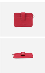Cute Women Leather Card Holder Slim Card Wallet Slim Card Holder with Keychain Ring Credit Card Holder For Women