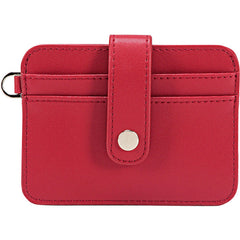 Cute Women Black Leather Card Holder Slim Card Wallet Slim Card Holder with Keychain Ring Credit Card Holder For Women