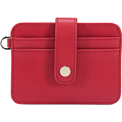 Cute Women Red Leather Card Holder Slim Card Wallet Slim Card Holder with Keychain Ring Credit Card Holder For Women