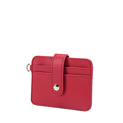 Cute Women Black Leather Card Holder Slim Card Wallet Slim Card Holder with Keychain Ring Credit Card Holder For Women
