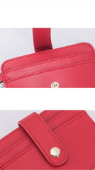 Cute Women Black Leather Card Holder Slim Card Wallet Slim Card Holder with Keychain Ring Credit Card Holder For Women