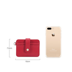 Cute Women Black Leather Card Holder Slim Card Wallet Slim Card Holder with Keychain Ring Credit Card Holder For Women
