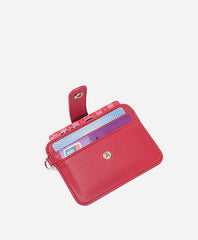 Cute Women Black Leather Card Holder Slim Card Wallet Slim Card Holder with Keychain Ring Credit Card Holder For Women