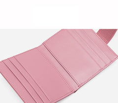 Cute Women Pink Leather Card Holder Small Card Wallet Card Holder Small Wallet Credit Card Holder For Women