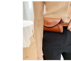 Cute Women Leather Fanny Pack Black MIni Leather Sling Bag Small Waist BAG FOR WOMEN