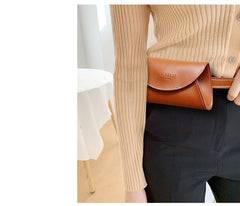 Cute Women Leather Fanny Pack White MIni Leather Sling Bag Small Waist BAG FOR WOMEN