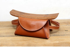 Cute Women Leather Fanny Pack Brown MIni Leather Sling Bag Small Waist BAG FOR WOMEN