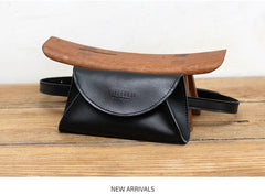Cute Women Leather Fanny Pack Black MIni Leather Sling Bag Small Waist BAG FOR WOMEN