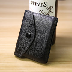 Cute Women Beige Leather Mini Billfold Wallet Handmade Coin Wallets Slim Change Wallets For Women