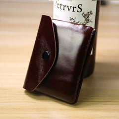 Cute Women Dark Coffee Leather Mini Billfold Wallet Handmade Coin Wallets Slim Change Wallets For Women