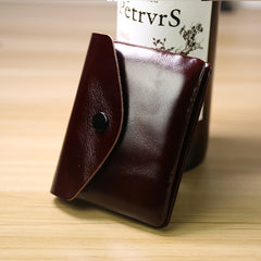 Cute Women Black Leather Mini Billfold Wallet Handmade Coin Wallets Slim Change Wallets For Women