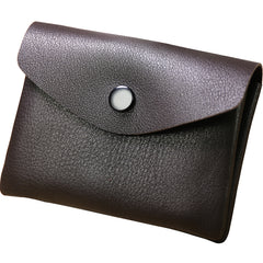 Cute Women Dark Coffee Leather Mini Billfold Wallet Handmade Coin Wallets Slim Change Wallets For Women