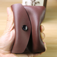 Cute Women Dark Coffee Leather Mini Billfold Wallet Handmade Coin Wallets Slim Change Wallets For Women