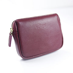 Cute Women Red Leather Mini Zip Billfold Wallet Coin Wallet Small Zip Change Wallets For Women