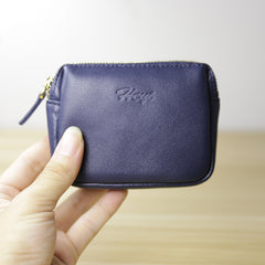 Cute Women Tan Leather Mini Zip Billfold Wallet Coin Wallet Small Zip Change Wallets For Women