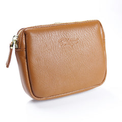 Cute Women Brown Leather Mini Zip Billfold Wallet Coin Wallet Small Zip Change Wallets For Women