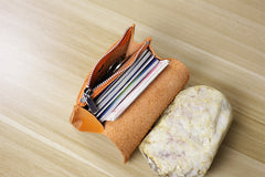 Cute Women Leather Mini Zip Coin Wallet Tan Change Wallets Slim Billfold Wallet For Women