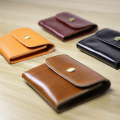 Cute Women Leather Mini Zip Coin Wallet Tan Change Wallets Slim Billfold Wallet For Women