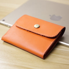 Cute Women Leather Mini Zip Coin Wallet Orange Change Wallets Slim Billfold Wallet For Women