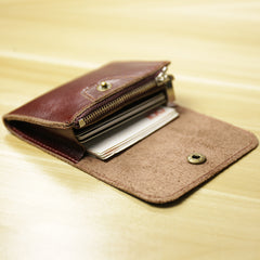 Cute Women Leather Mini Zip Coin Wallet Tan Change Wallets Slim Billfold Wallet For Women