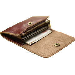 Cute Women Leather Mini Zip Coin Wallet Tan Change Wallets Slim Billfold Wallet For Women