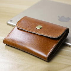 Cute Women Leather Mini Zip Coin Wallet Tan Change Wallets Slim Billfold Wallet For Women