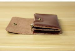 Cute Women Leather Mini Zip Coin Wallet Tan Change Wallets Slim Billfold Wallet For Women
