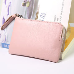 Cute Women Leather Mini Zip Coin Wallet Pink Coin Wallets Small Slim Zip Change Wallet For Women