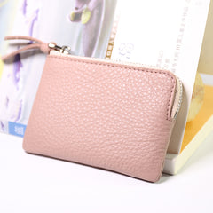 Cute Women Leather Mini Zip Coin Wallet Pink Coin Wallets Small Slim Zip Change Wallet For Women