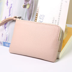 Cute Women Leather Mini Zip Coin Wallet Pink Coin Wallets Small Slim Zip Change Wallet For Women
