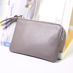 Cute Women Leather Mini Zip Coin Wallet Black Coin Wallets Small Slim Zip Change Wallet For Women