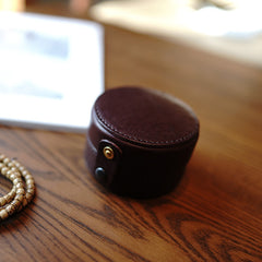 Cute Women Leather Round Coin Wallet Box Small Portable Jewelry Storage Box For Women
