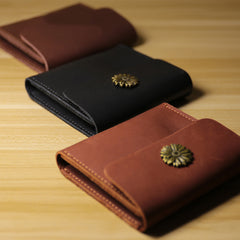 Cute Women Leather Slim Card Wallet Sunflower Coin Wallets Mini Change Wallets For Women