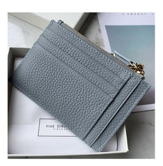 Cute Women Black Leather Slim Keychain with Card Wallet Card Holder Wallet Change Wallet For Women