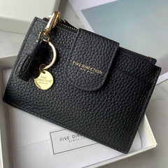 Cute Women Vivid Green Leather Slim Keychain with Card Wallet Card Holder Wallet Change Wallet For Women