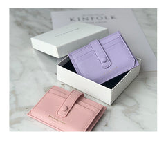 Cute Women Light Blue Vegan Leather Small Card Holder Card Wallets Slim Card Holders Credit Card Holder For Women