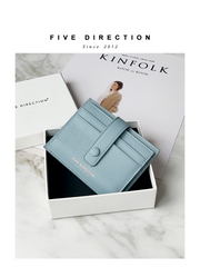 Cute Women Light Blue Vegan Leather Small Card Holder Card Wallets Slim Card Holders Credit Card Holder For Women