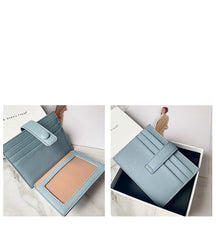 Cute Women Light Blue Vegan Leather Small Card Holder Card Wallets Slim Card Holders Credit Card Holder For Women