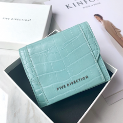 Cute Women Brick Red Vegan Leather Small Card Holder Crocodile Pattern Card Wallets Slim Change Wallet For Women