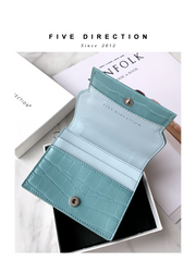 Cute Women Black Vegan Leather Small Card Holder Crocodile Pattern Card Wallets Slim Change Wallet For Women