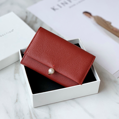 Cute Women Orange Sheepskin Small Wallet Card Wallet Coin Change Wallet For Women
