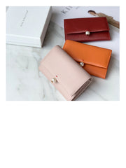 Cute Women Orange Sheepskin Small Wallet Card Wallet Coin Change Wallet For Women