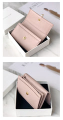 Cute Women Orange Sheepskin Small Wallet Card Wallet Coin Change Wallet For Women