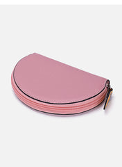 Cute Women Green Leather Slim Zipper Wallet Small Card Holder Round Change Coin Wallet For Women