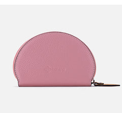 Cute Women Pink Leather Slim Zipper Wallet Small Card Holder Round Change Coin Wallet For Women