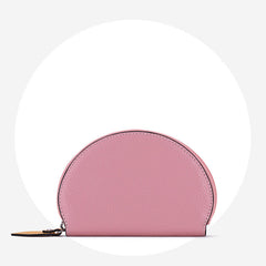 Cute Women Pink Leather Slim Zipper Wallet Small Card Holder Round Change Coin Wallet For Women