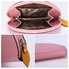 Cute Women Pink Leather Slim Zipper Wallet Small Card Holder Round Change Coin Wallet For Women