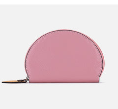 Cute Women Pink Leather Slim Zipper Wallet Small Card Holder Round Change Coin Wallet For Women